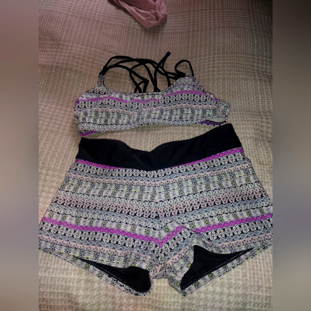 Patterned Bikini Set with Strappy Top